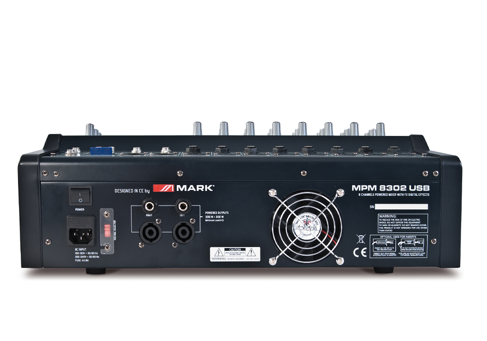 Активный микшерный пульт MARK MPM 8302 USB, 2х300 Вт (4 Ом)