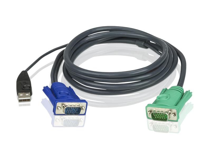 Шнур, мон+клав+мышь USB, SPHD15=>HD DB15+USB A-Тип, 3 метр., [ATEN 2L-5203U]