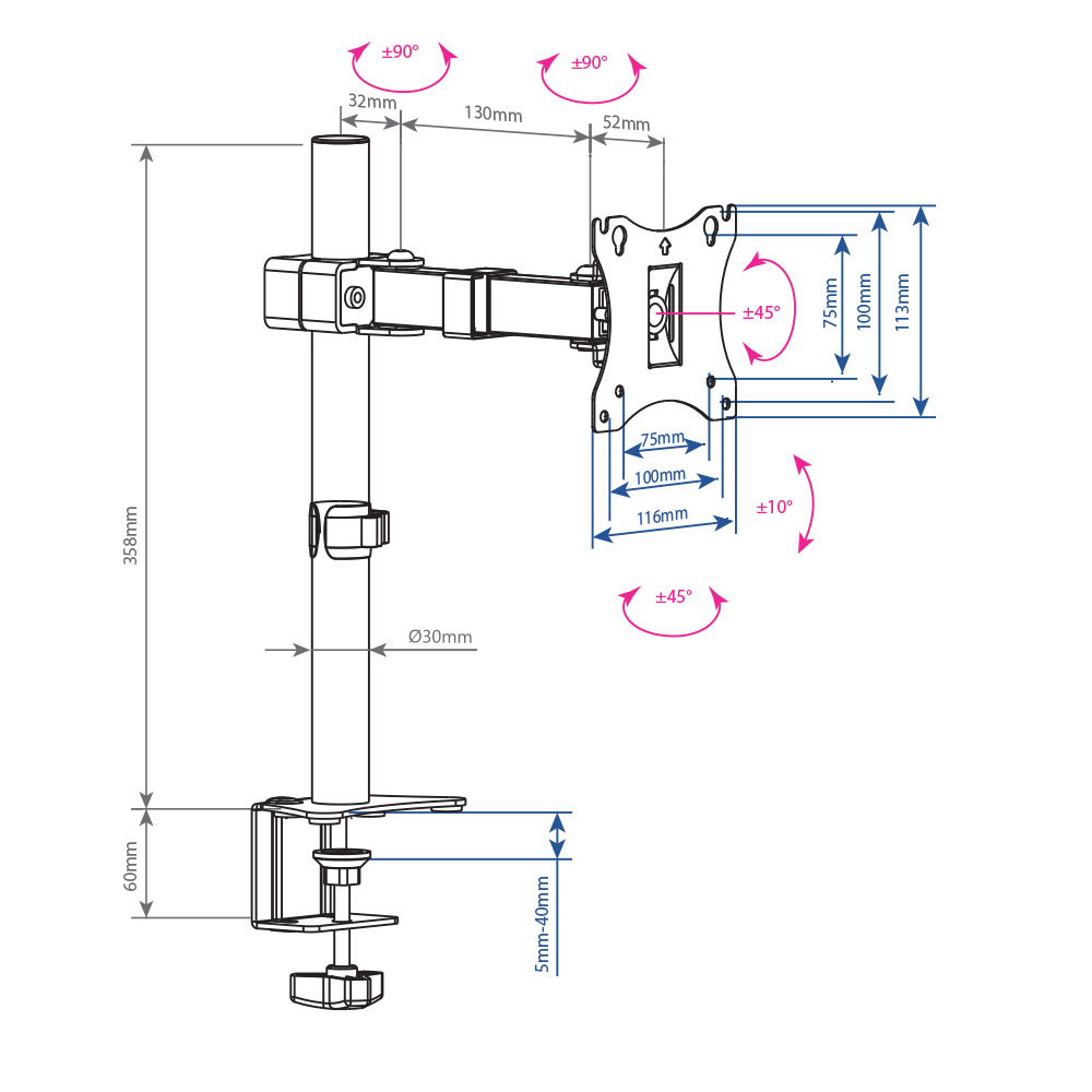 Кронштейн настольный Arm media LCD-T02 black