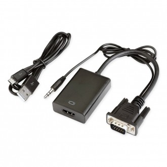 Koнвертер VGA to HDMI Converter MINI, (вход VGA + Audio L/R Jack, выход HDMI) USB Power