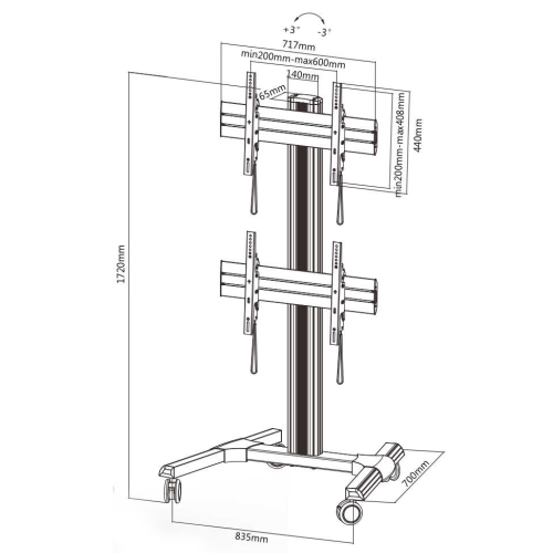 Мобильная стойка Brateck LVS01-246FW на 2xLCD