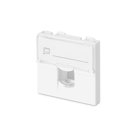 Лицевая панель LY-FP65, 45x45 мм, Со шторкой, 1 модуль, Белая