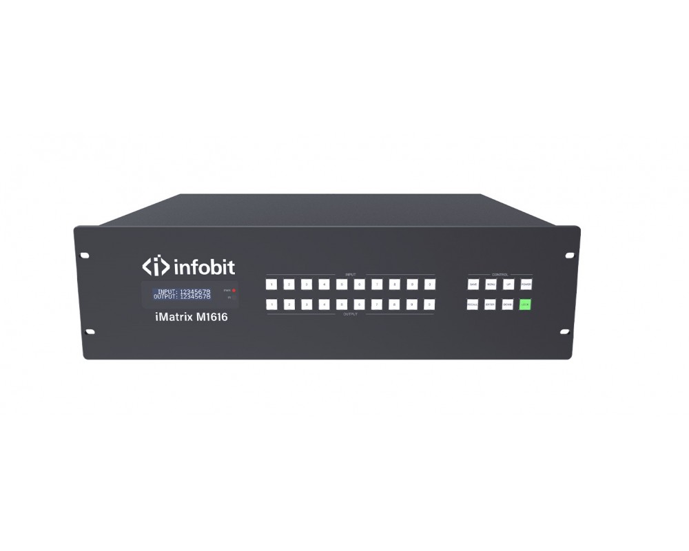 Модульный бесшовный 4K матричный коммутатор с функцией видеостены Infobit iMatrix M1616 